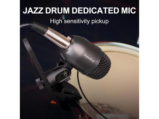 Depusheng 7-Piece Drum Microphone Set with 5 Dynamic Percussion Microphones and 2 Condenser Percussion Microphones Ideal for Instrument Recording...