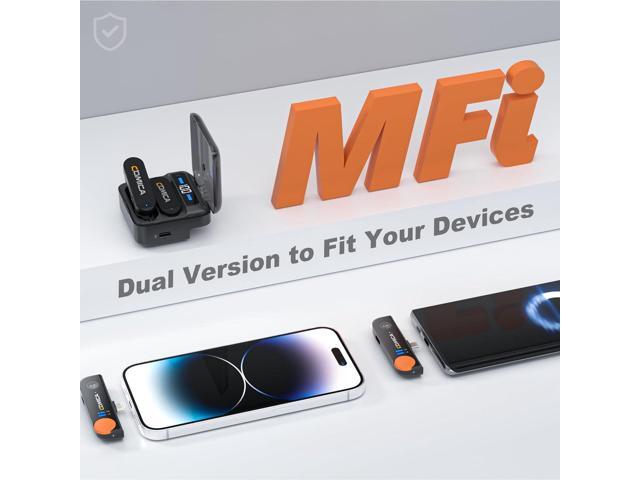 comica Vimo S MI Wireless Microphone for iPhone, MFI Certified, Noise Cancellation, 656' Range, 15H Working Time, Monitoring, iPhone Mic for Video...