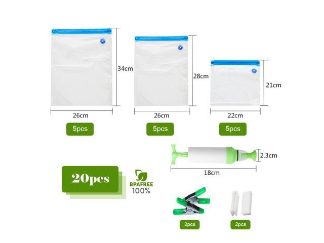 Photos - Vacuum Sealer 20pcs Reusable Vacuum Bag, Food Storage Sealable bag, hand pump and sealab