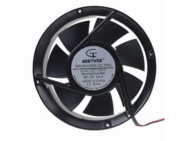 2Pcs lot Circle Cooler DC 12V 172mm x 51mm 17251 17cm Metal Case Dual Ball Industrial Exhaust Cooling Fan 2Pin
