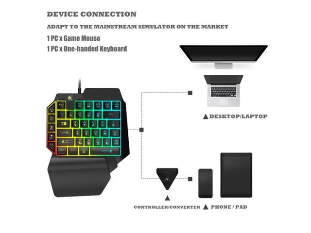 Mobile Phone Home Wired Mouse One-Handed RGB USB LED Backlight Portable Gaming Keyboard Set Professional 41 Keys PC Accessories