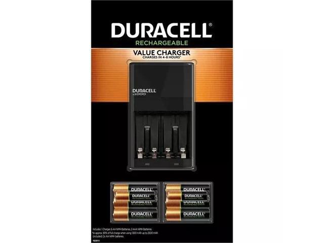 DURACELL RECHARGEABLE VALUE CHARGER WITH 6 AA AND 2 AAA BATTERIES