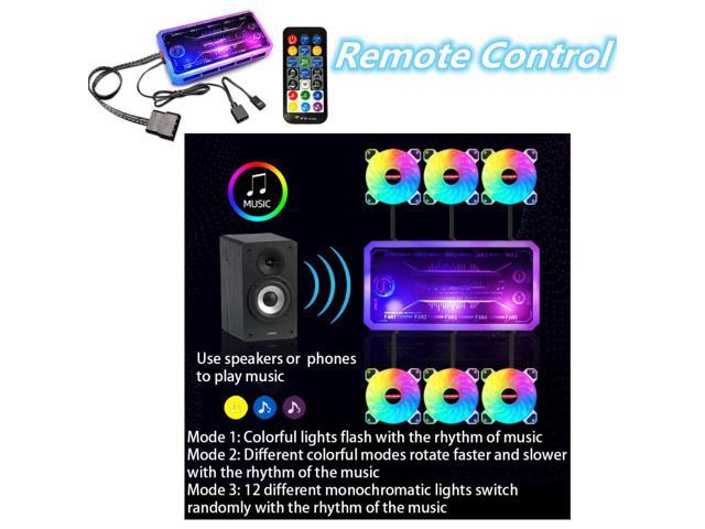 Remote Control Computer Case PC Cooling Chassis Fan HUB Music RGB Fan Controller 12cm