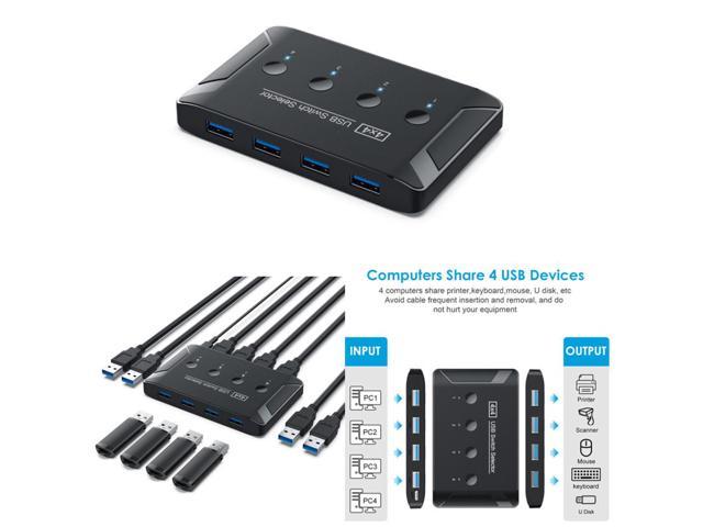 For Keyboard Mouse Printer Monitor USB 3.0 Switch Selector Accessoreis 4x4 USB 3.0 Switcher 4 Port PCs 4 Devices USB Switch Sharing