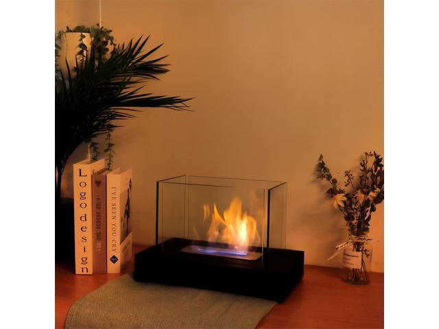 Rectangular Tabletop Fire Bowl Pot with Four-Sided Glass 13.5' L Portable Tabletop Fireplace Clean Burning Bio Ethanol Ventless Fireplace for...