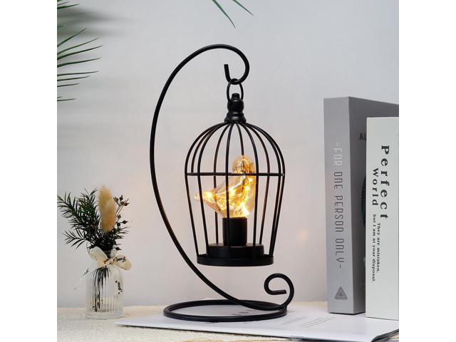 JHY DESIGN Birdcage Bulb Decorative Lamp Battery Operated 12' Tall Cordless Accent Light with Warm White Fairy Lights Bird Bulb for Living Room...