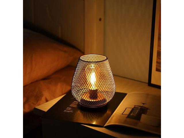 JHY DESIGN Metal Cage LED Lantern Battery Powered Cordless Accent Light with LED Great for Weddings Parties Patio Events for Indoors Outdoors
