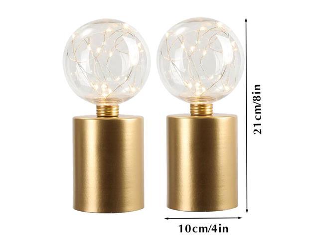JHY DESIGN Set of 2 Gold Table Lamp Battery Powered 8''Tall Cordless Lamp Light Battery Operated Great for Living Room Bedroom Weddings Parties...