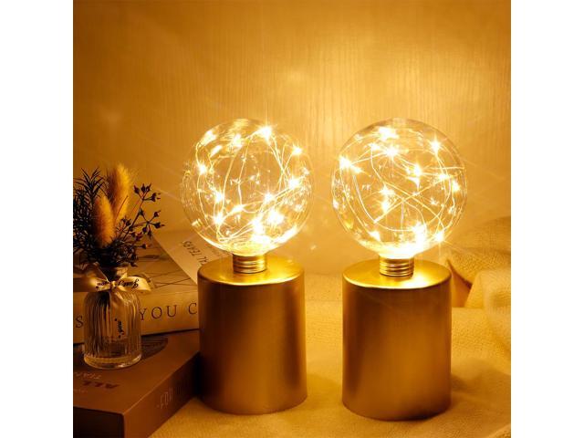 JHY DESIGN Set of 2 Gold Table Lamp Battery Powered 8''Tall Cordless Lamp Light Battery Operated Great for Living Room Bedroom Weddings Parties...