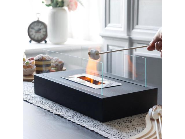 Rectangular Tabletop Fire Pit Portable Indoor & Outdoor Table Top Fire Pit 5.5'H Black