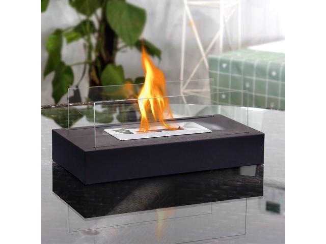 Rectangular Tabletop Fire Pit Portable Indoor & Outdoor Table Top Fire Pit 5.5'H Black