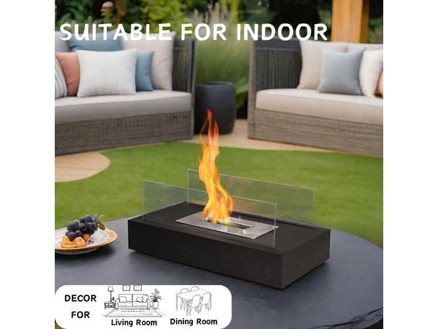 Rectangular Tabletop Fire Pit Portable Indoor & Outdoor Table Top Fire Pit 5.5'H Black