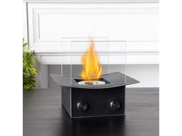 Rectangular Tabletop Fire Pit Portable Indoor & Outdoor Table Top Fire Pit Black