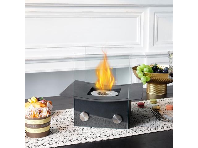 Rectangular Tabletop Fire Pit Portable Indoor & Outdoor Table Top Fire Pit Black