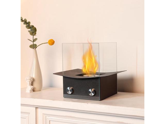Rectangular Tabletop Fire Pit Portable Indoor & Outdoor Table Top Fire Pit Black