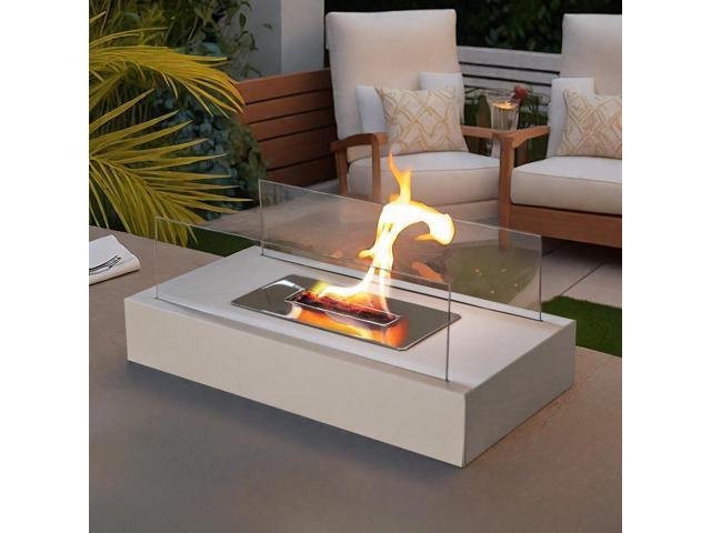 Rectangular Tabletop Fire Pit Portable Indoor & Outdoor Table Top Fire Pit 5.5'H White