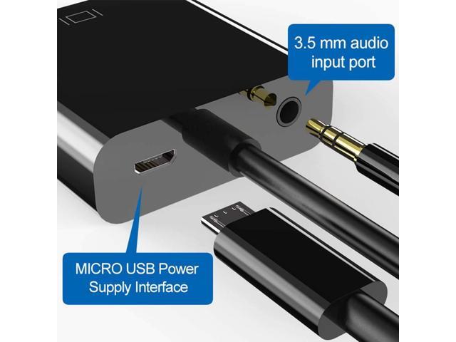 HDMI to VGA, Gold-Plated HDMI to VGA Adapter (Male to Female) with 3.5mm Audio Jack and USB Power Supply for Computer, Desktop, Laptop, PC,...