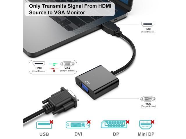 HDMI to VGA, Gold-Plated HDMI to VGA Adapter (Male to Female) with 3.5mm Audio Jack and USB Power Supply for Computer, Desktop, Laptop, PC,...