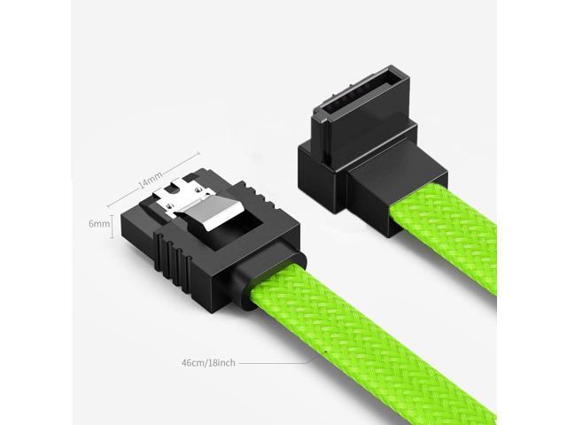 Bailink 3 PACK SATA Cable III 3 Pack 90 Degree Straight to Right Angle 6Gbps HDD SDD SATA Nylon Braided Data Cable with Locking Latch 50cm 19.68...