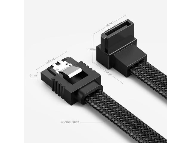 Bailink 3 PACK SATA Cable III 3 Pack 90 Degree Straight to Right Angle 6Gbps HDD SDD SATA Nylon Braided Data Cable with Locking Latch 50cm 19.68...