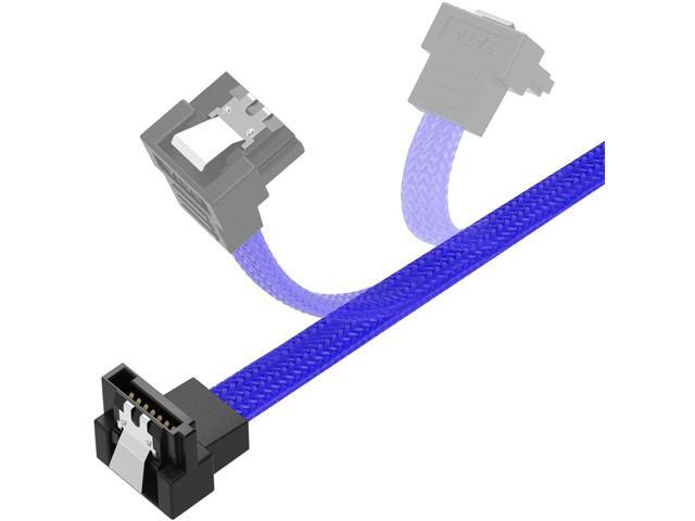 Bailink 3 PACK SATA Cable III 3 Pack 90 Degree Straight to Right Angle 6Gbps HDD SDD SATA Nylon Braided Data Cable with Locking Latch 50cm 19.68...