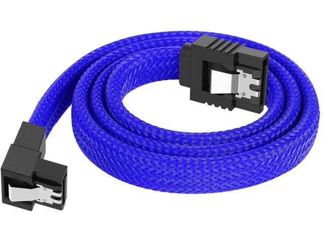 Bailink 3 PACK SATA Cable III 3 Pack 90 Degree Straight to Right Angle 6Gbps HDD SDD SATA Nylon Braided Data Cable with Locking Latch 50cm 19.68...