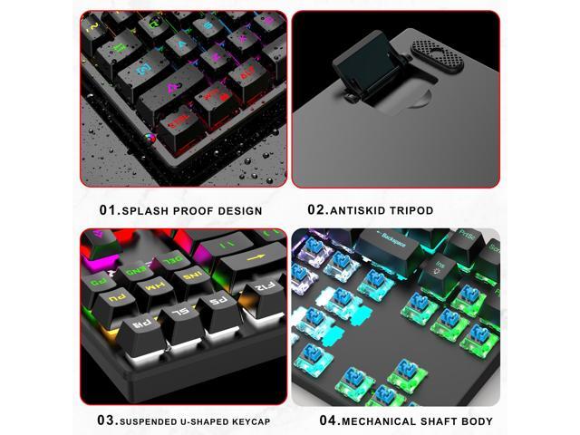 Bailink TKL True Mechanical Gaming Keyboard, RGB LED Rainbow Backlit 60% keyboard with Blue Switches, 17 LED Lighting Modes, 100% Anti-Ghosting...