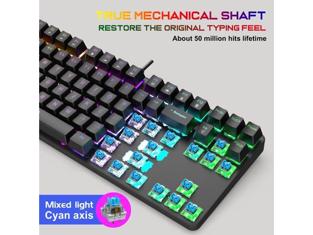 Bailink TKL True Mechanical Gaming Keyboard, RGB LED Rainbow Backlit 60% keyboard with Blue Switches, 17 LED Lighting Modes, 100% Anti-Ghosting...