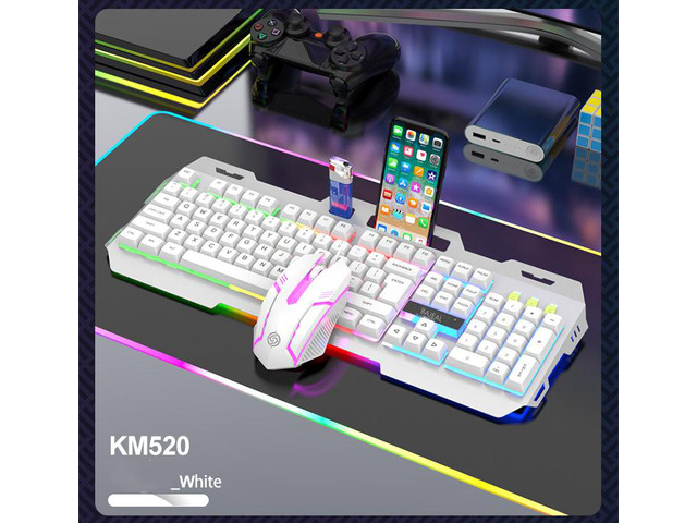 Wired Membrane Gaming Keyboard, Backlit RGB LED, Metal Base, Phone Holder, 12 Multimedia Function Quiet Keys-for Computer, PC, Desktop, Gamer,Black...