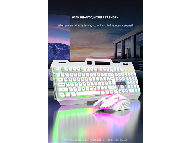 Wired Membrane Gaming Keyboard, Backlit RGB LED, Metal Base, Phone Holder, 12 Multimedia Function Quiet Keys-for Computer, PC, Desktop, Gamer,Black...