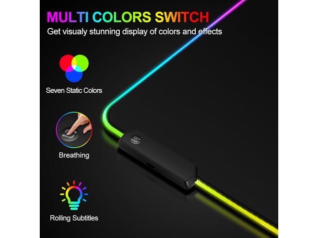 Bailink Large RGB Gaming Mouse Pad,15 Light Modes Touch Control Extended Soft Computer Keyboard Mat Non-Slip Rubber Base for Gamer Esports...