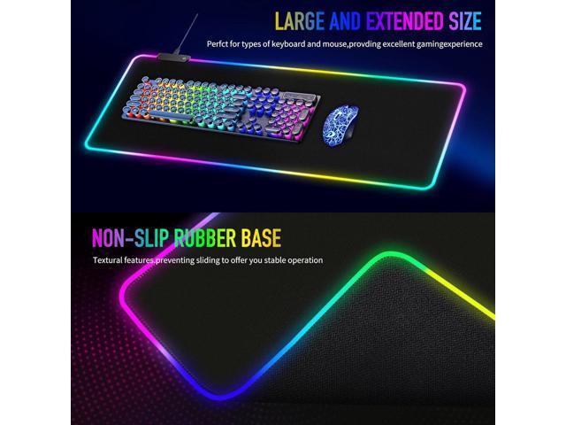 Bailink Large RGB Gaming Mouse Pad,15 Light Modes Touch Control Extended Soft Computer Keyboard Mat Non-Slip Rubber Base for Gamer Esports...