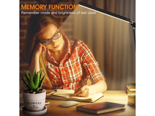 LED Desk Lamp, Swing Arm Desk Light with Clamp, 3 Lighting 10 Brightness Eye-Caring Modes, Reading Desk Lamps for Home Office 360°Spin with USB...