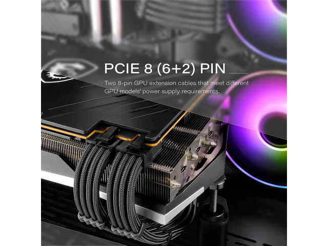 Bailink PSU Cable Extension ATX Sleeved Custom Mod GPU PC Power Supply Soft Nylon Braided with Comb Kit 24PIN/8PIN to 6+2Pin/ 8PIN to 4+4PIN-30CM...