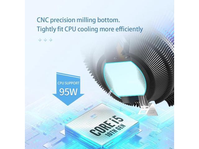 Bailink CPU Cooler, 124mm RGB & PWM Cooling PC Radiator Fan, Low-Profile CPU Air Cooler 95W TDP Air Cooler 12V 4PIN PWM Fan Black Aluminum Fins for...