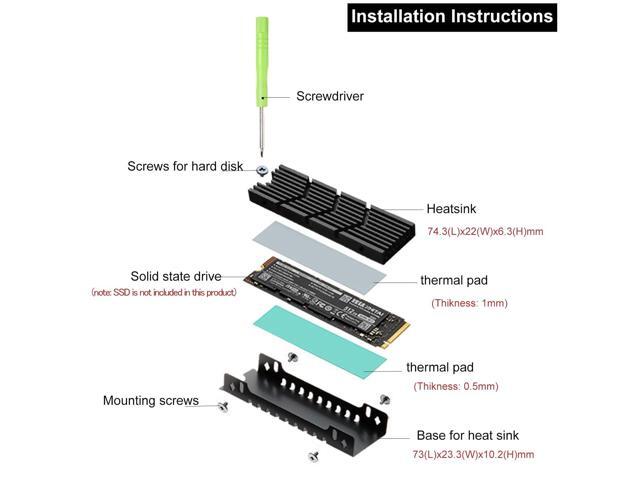 Bailink M.2 Heatsink NVMe SSD PS5 Heat Sink Computer PC PCIE M2 2280 SSD Cooler with Thermal Silicone pad for PC / PS5 for Samsung 990 980 970 EVO...