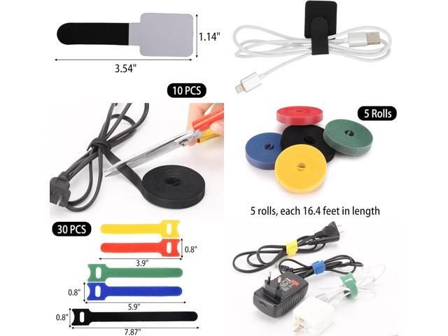 Bailink 204PCS Cable Management Kit,4 Cable Sleeve 38 Cable Clips with 7 Cord Holders, 30+5Roll Cable Organizer Straps and 100 Fastening Cable...