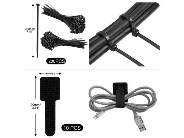 300 Pcs Cable Management Kit,4 Cable Sleeves,37 Cable Clips,7 Cable Holders,10 Zip Tie Mounts,20 Cable Clip Nails,200 Cable Fastening Ties,20+2...