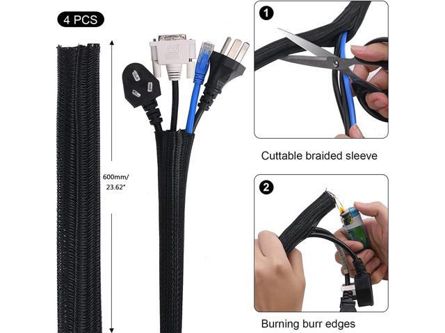 300 Pcs Cable Management Kit,4 Cable Sleeves,37 Cable Clips,7 Cable Holders,10 Zip Tie Mounts,20 Cable Clip Nails,200 Cable Fastening Ties,20+2...