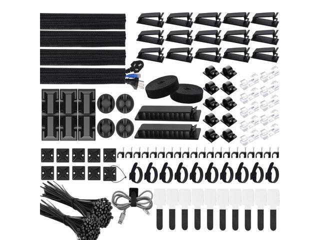 300 Pcs Cable Management Kit,4 Cable Sleeves,37 Cable Clips,7 Cable Holders,10 Zip Tie Mounts,20 Cable Clip Nails,200 Cable Fastening Ties,20+2...