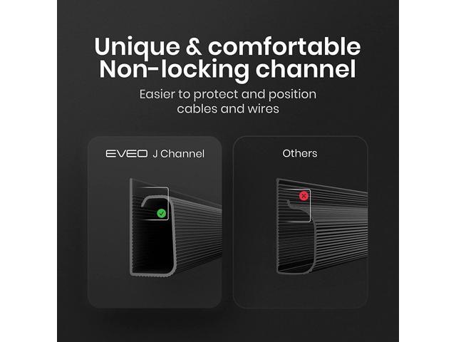 Cable Management 96'' J Channel-6 Pack Cord Cover- Cable Raceway - Cable Management Under Desk, Adhesive Stripe Built-in 6X16in- Easy to Install...