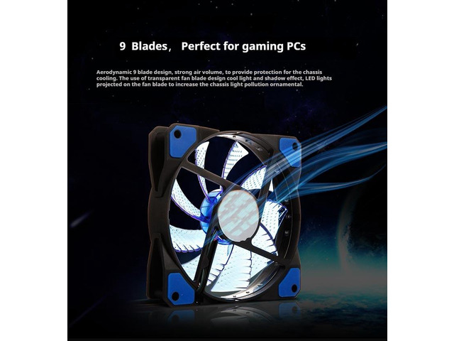 3 Pack 120mm PC Case Cooling Fan, Bailink 120mm Blue LED Ultra Silent Case Fan,Computer LED Cooler High Airflow Fans with 15 LEDs & Anti-Vibration...