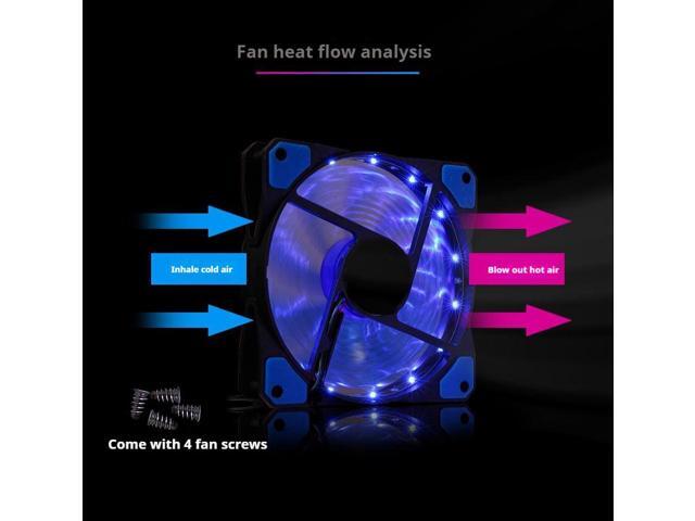 3 Pack 120mm PC Case Cooling Fan, Bailink 120mm Blue LED Ultra Silent Case Fan,Computer LED Cooler High Airflow Fans with 15 LEDs & Anti-Vibration...