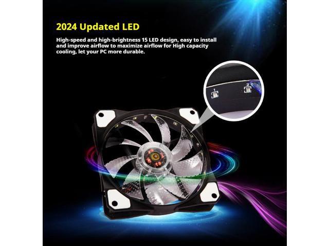 3 Pack 120mm PC Case Cooling Fan, Bailink 120mm Blue LED Ultra Silent Case Fan,Computer LED Cooler High Airflow Fans with 15 LEDs & Anti-Vibration...
