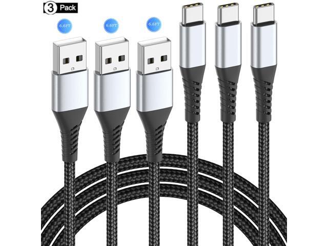 USB Type C Cable, 3 Pack 6.6ft USB A to USB C Nylon Braid 60W Fast Charging Cord Super Speed Data Sync Transfer Charger Cable Compatible with...