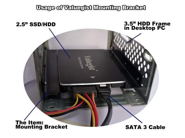 SSD Mounting Bracket 2.5' to 3.5' Internal SSD/HDD Mounting with 1 PCS 15.7inch SATA III Cable,SSD Bracket SSD Tray Adapter 2.5' to 3.5' HDD SSD...