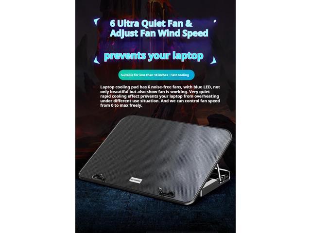 Updated Laptop Cooling Pad, Laptop Cooler with 6 Quiet Fans with Blue Lights for 12-18 Inch Notebook Gaming Fan Stable Stand, 5 Height & Wind Speed...