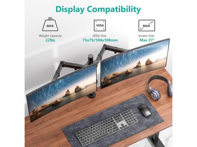 High Performance Heavy Duty Dual Monitor Desk Mount, Fully Adjustable Steel Monitor Stand for 2 Monitors Up to 27 inch, Dual Monitor Mount Max...
