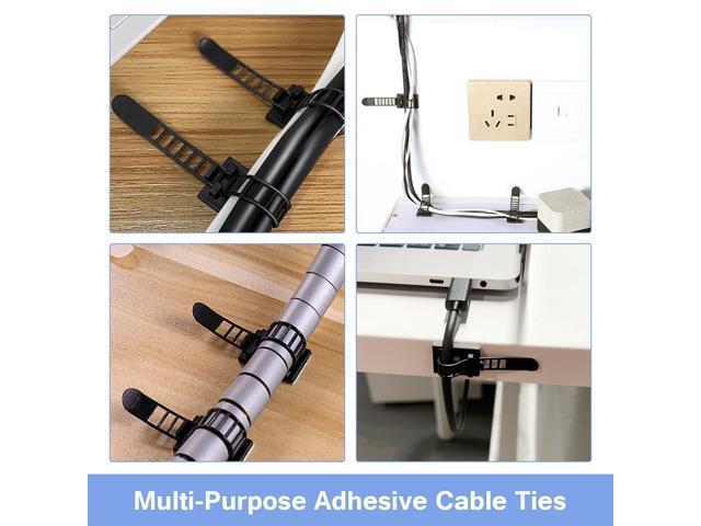 Bailink 100PCS Adhesive Cable Ties Cable Clips, Self-adhesive Nylon Cable Straps, Adhesive Cable Management Clips for Wire Management...