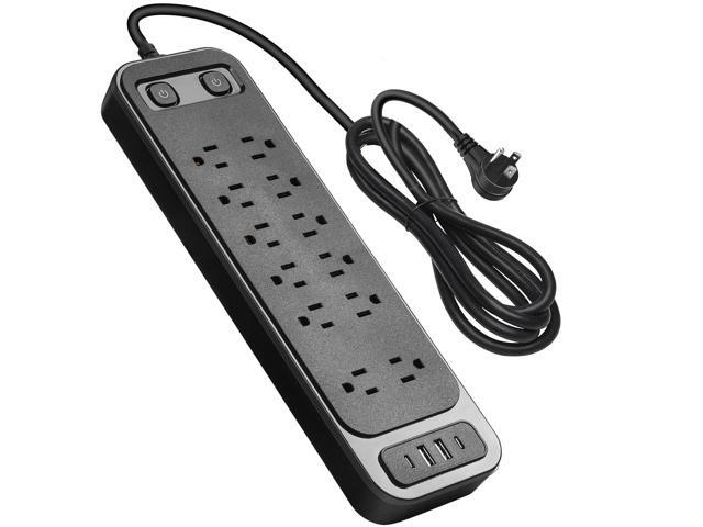 High Performance Power Strip with Surge Protector, Extension Cord with Multiple Outlets, 12 Outlets 4 USB Ports(2 USB-C) 6 Ft for Home Office, two...